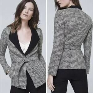 New!  White House‎ Black Market Belted Tweed wool-blend blazer Jacket , 00